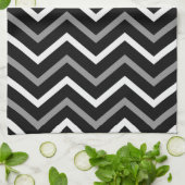 Matig zwart wit en grijs Chevron Pattern Zigzag Theedoek (Gevouwen)