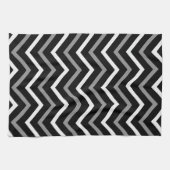 Matig zwart wit en grijs Chevron Pattern Zigzag Theedoek (Horizontaal)