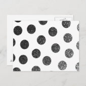 Matig zwart wit faux glitter polka punts patroon briefkaart (Voorkant / Achterkant)