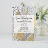 Matig zwart wit faux goud geometrisch kaart (Staand voorkant)