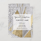 Matig zwart wit faux goud geometrisch kaart (Voorkant / Achterkant)