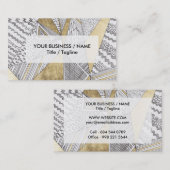 Matig zwart wit faux goud geometrisch visitekaartje (Voorkant / Achterkant)