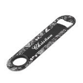Matig zwart wit, Floral Collage Monogram Speed Flessenopener (Voorkant Gekanteld)