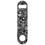Matig zwart wit, Floral Collage Monogram Speed Flessenopener (Achterkant)
