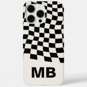 Matig zwart-wit gecheckt patroonmonogram Case-Mate iPhone case (Achterkant)