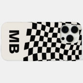 Matig zwart-wit gecheckt patroonmonogram Case-Mate iPhone case (Achterkant (horizontaal))