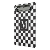 Matig zwart-wit gecheckt patroonmonogram mini klembord (Angled2)