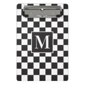 Matig zwart-wit gecheckt patroonmonogram mini klembord (Voorkant)