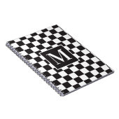 Matig zwart-wit gecheckt patroonmonogram notitieboek (Rechterzijde)