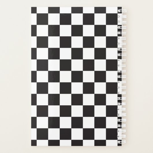 Matig zwart-wit gecheckt patroonmonogram planner (Achterkant)