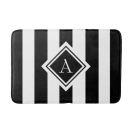 Matig zwart-wit gestreept monogram badmat