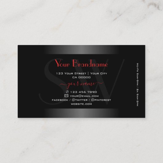 Matig zwart-wit gradiënt rood Lijst monogram Visitekaartje (Achterkant)