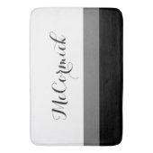 Matig zwart wit grijs gestreept monogram script badmat (Voorkant Verticaal)