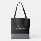 Matig zwart-wit grijs monogram tote bag (Achterkant)