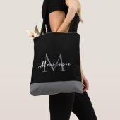 Matig zwart-wit grijs monogram tote bag (Dichtbij)