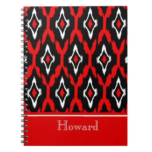 Matig zwart wit Ikat Tribal Patroon 1 Notitieboek (Voorkant)