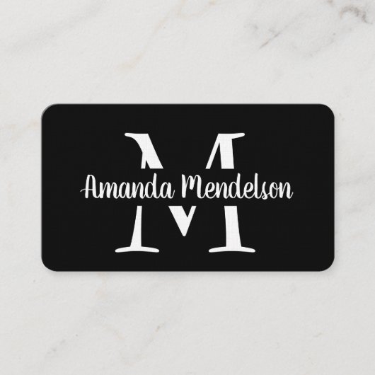 Matig zwart-wit initiaal visitekaartje (Voorkant)