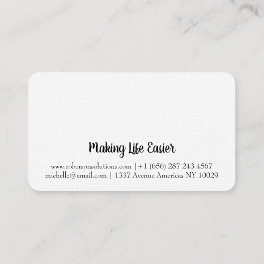 Matig zwart-wit initiaal visitekaartje (Achterkant)