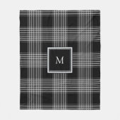 Matig zwart-wit monogram buffelplein fleece deken (Voorkant)
