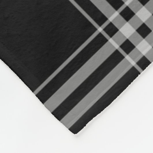 Matig zwart-wit monogram buffelplein fleece deken (Hoek)