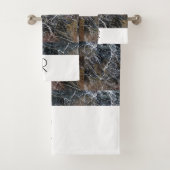 Matig zwart-wit monogram marmer Patroon Bad Handdoek (Insitu)