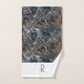 Matig zwart-wit monogram marmer Patroon Bad Handdoek (Handdoek)