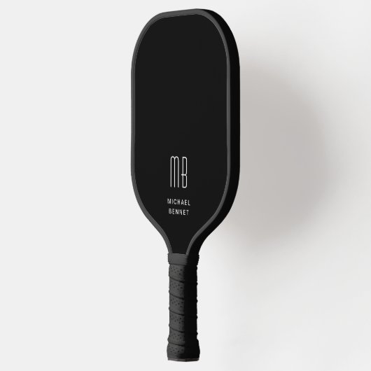Matig zwart-wit monogram pickleball paddle (Links)