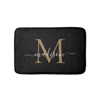 Matig zwart-wit monogram script legant badmat