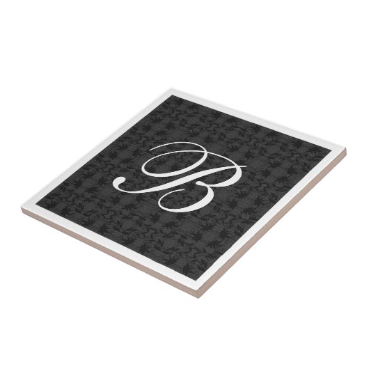 Matig zwart-wit monogram tegeltje (Zijkant)