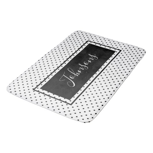 Matig zwart-wit pokadot  badmat (Gekanteld)