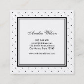 Matig zwart wit polak Dot Red Ribbon Monogram Vierkante Visitekaartje (Achterkant)