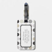 Matig zwart-wit-poolpunctiemonogram bagagelabel (Achterkant verticaal)