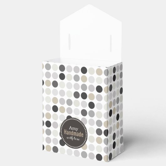 Matig zwart-wit-poolpunctiemonogram bedankdoosjes (Geopend)