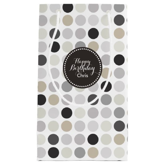 Matig zwart-wit-poolpunctiemonogram klein cadeauzakje (Voorkant)