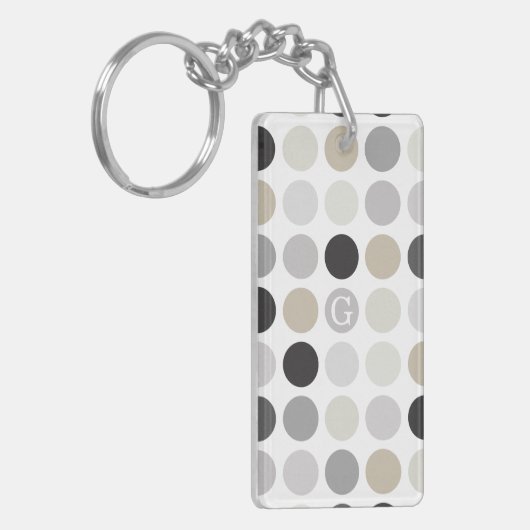 Matig zwart-wit-poolpunctiemonogram sleutelhanger (Voorkant Links)