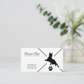 Matig zwart-wit poot Silhouette Dog Walking Visitekaartje (Staand voorkant)