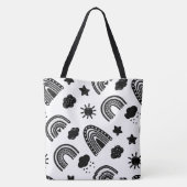 Matig zwart-wit regenboogtony naam monogram tote bag (Achterkant)