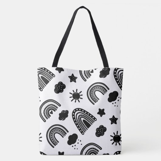 Matig zwart-wit regenboogtony naam monogram tote bag (Achterkant)
