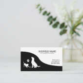 Matig zwart-wit roet Silhouette Dog Walking Visitekaartje (Staand voorkant)