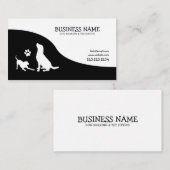 Matig zwart-wit roet Silhouette Dog Walking Visitekaartje (Voorkant / Achterkant)