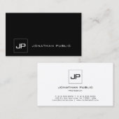 Matig zwart-wit Sjabloon koel monogram Visitekaartje (Voorkant / Achterkant)