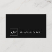 Matig zwart-wit Sjabloon koel monogram Visitekaartje (Voorkant)