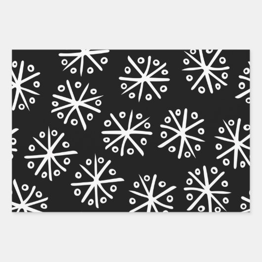 Matig zwart-wit Snowflakes Inpakpapier Vel (Voorkant 3)