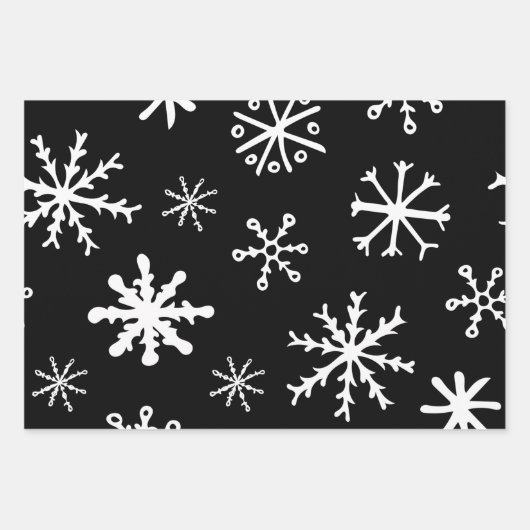 Matig zwart-wit Snowflakes Inpakpapier Vel (Voorkant 2)