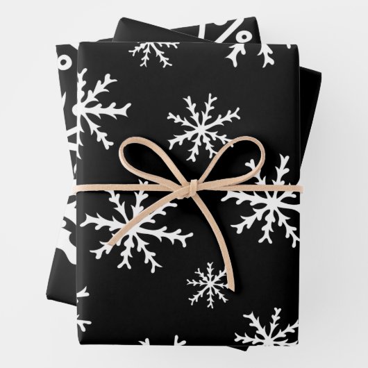 Matig zwart-wit Snowflakes Inpakpapier Vel (In situ)