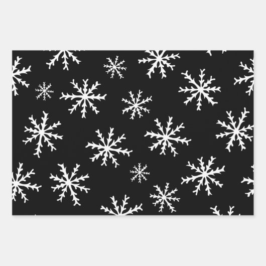 Matig zwart-wit Snowflakes Inpakpapier Vel (Voorkant)