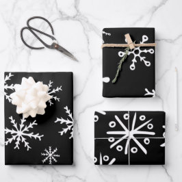 Matig zwart-wit Snowflakes Inpakpapier Vel
