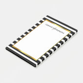 Matig zwart-wit strepen gouden monogram post-it® notes (Schuin)