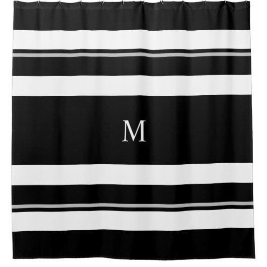Matig zwart wit stripper monogram douchegordijn (Voorkant)