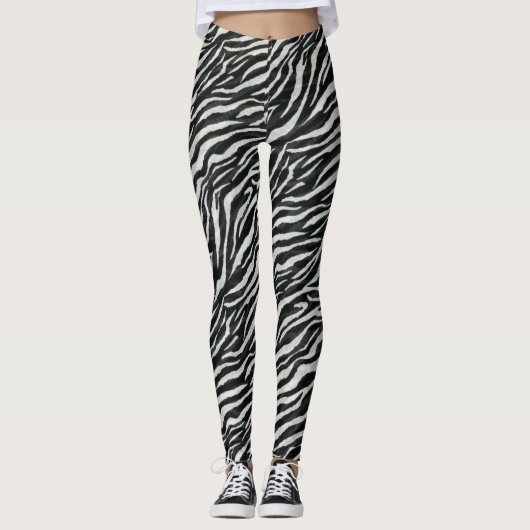 Matig zwart-wit Zebra Leggings (Voorkant)